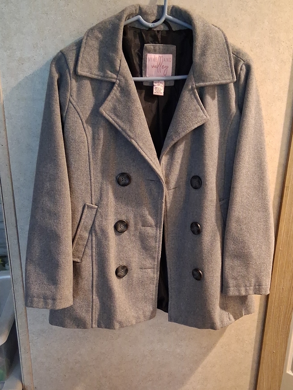 Windsor & Welles Gray Double-Breasted Peacoat